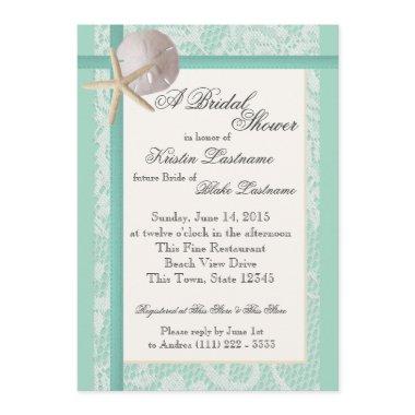 Ocean Theme Sea Foam Green Wedding Shower Invitations