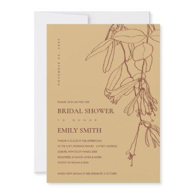 OCHRE YELLOW LINE DRAWING FLORA BRIDAL SHOWER Invitations