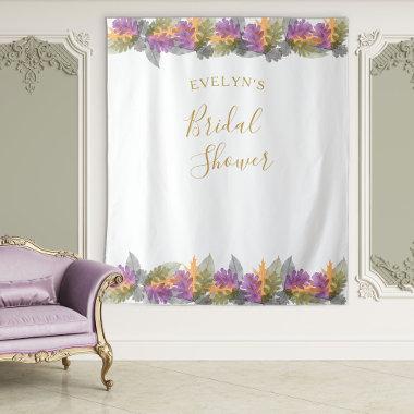 October Leaves Elegant Gold Script Bridal Shower Tapestry