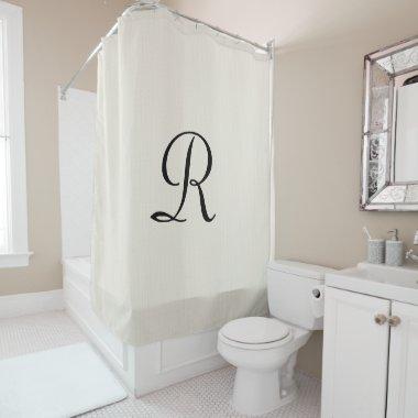 Off White Faux Burlap Shower Curtain Monogram