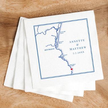 Ogunquit Maine Map Elegant Wedding Napkins