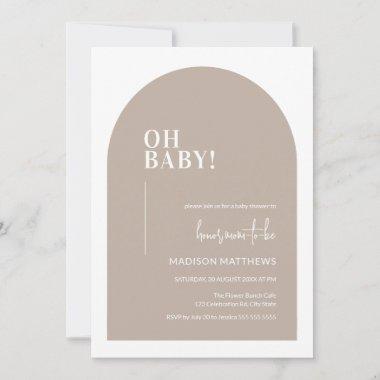 Oh Baby Gender Neutral Minimal Arch Baby Shower Invitations