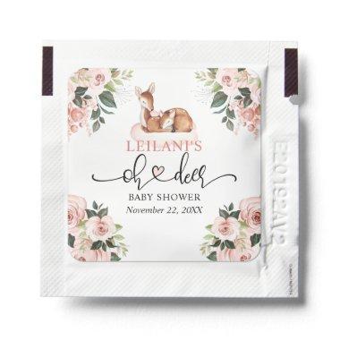 Oh Deer Baby Shower Pink Floral Watercolor Hand Sanitizer Packet