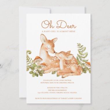 Oh Deer Woodland Forest Baby Shower Invitations