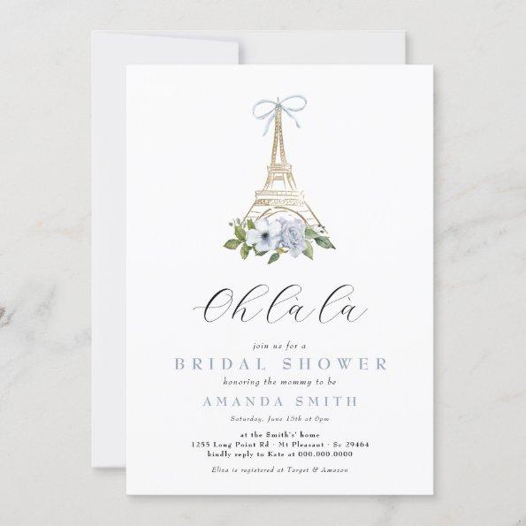 Oh là là Paris French Blue Eiffel Bridal Shower Invitations