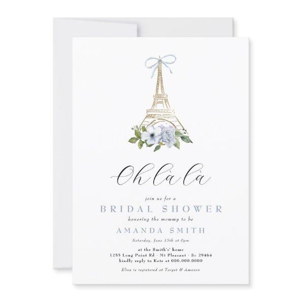 Oh là là Paris French Blue Eiffel Bridal Shower Invitations