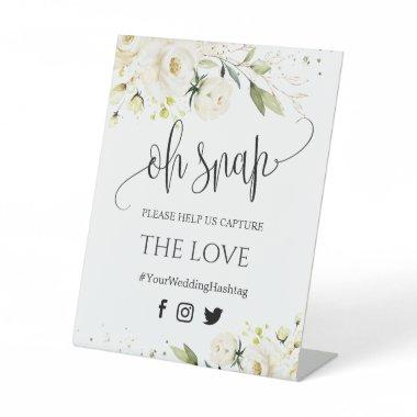 Oh Snap Capture the Love Hashtag White Roses Pedestal Sign