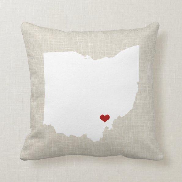 Ohio State Pillow Faux Linen Personalized