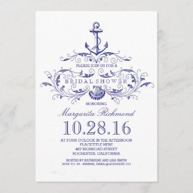 old anchor nautical bridal shower invite