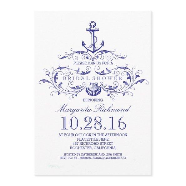 old anchor nautical bridal shower invite