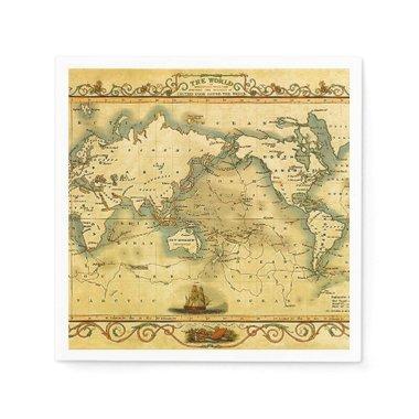 Old Antique World Map Napkins