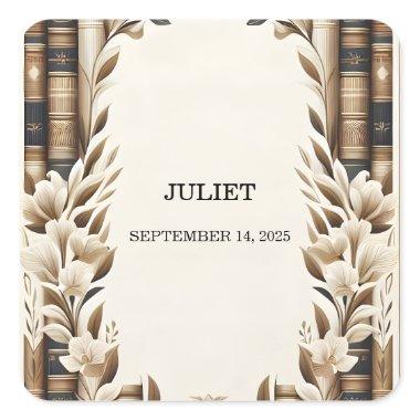 Old English Retro Book Club Cover  Square Sticker