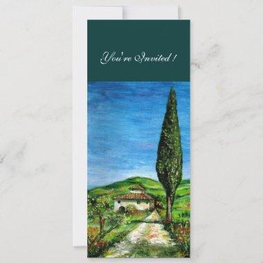 OLD FARM HOUSE IN CHIANTI, blue green red white Invitations