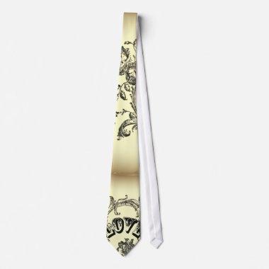 old fashion yellow flourish swirls victorian tie