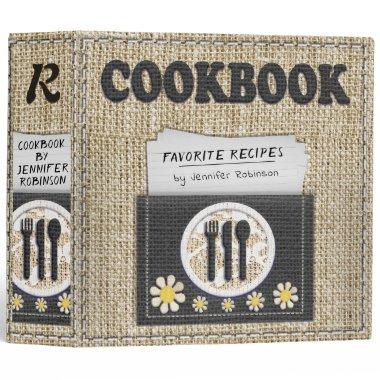 Old Fashioned Burlap Look Cookbook for Recipes 3 Ring Binder