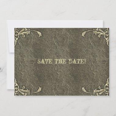 Old Gold Embossed Look Steampunk Bridal Shower Save The Date