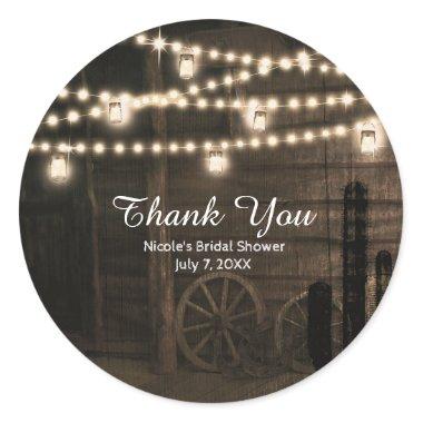 Old Western Saloon & Lights Rustic Wedding Favor Classic Round Sticker