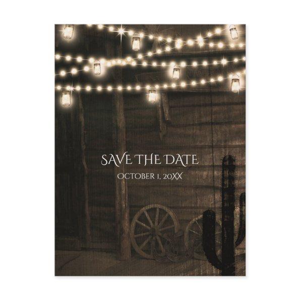 Old Western Saloon Rustic Wedding Save The Date Announcement PostInvitations