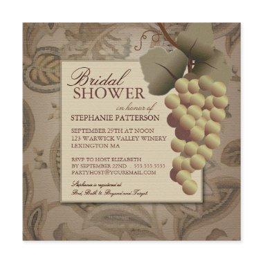 Old World Grapevine Wine Bridal Shower Invitations