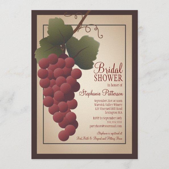 Old World Tuscan Grapevine Wine Bridal Shower Invitations