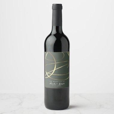 Olive Army Green & Gold Faux Foil Custom Wine Wine Label