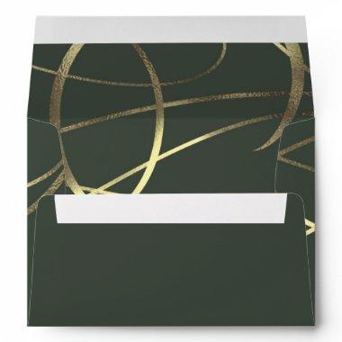 Olive Army Green & Gold Faux Foil Invitations Envelope