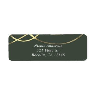Olive Army Green & Gold Faux Foil Invitations Label