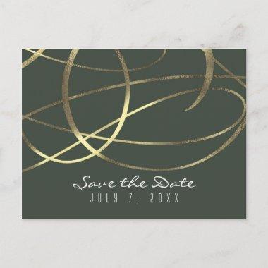 Olive Army Green & Gold Faux Foil Save the Date Announcement PostInvitations