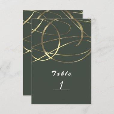 Olive Army Green & Gold Faux Foil Table Number