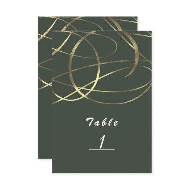 Olive Army Green & Gold Faux Foil Table Number