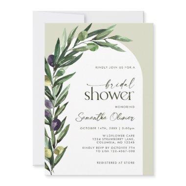 Olive Botanical Leaves Arch Greenery