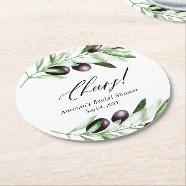 Olive Branch  Round Paper Coaster