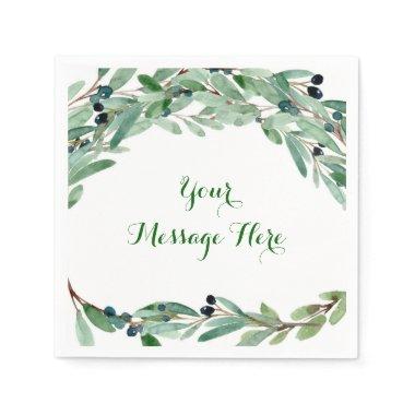 Olive Branch Floral Bridal Shower Paper Napkins