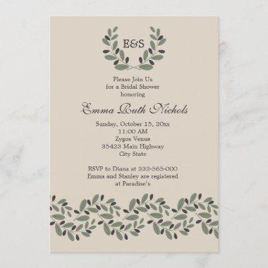 Olive branch garland wedding bridal shower Invitations