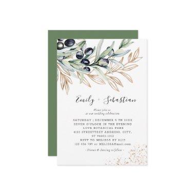 Olive Branch Greenery, Golden Bridal Wedding
