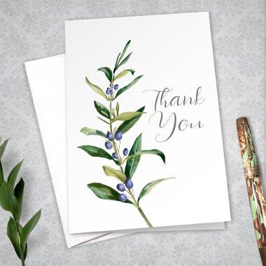 Olive Branch purple Fruit Illustrated Thank You Note Invitations