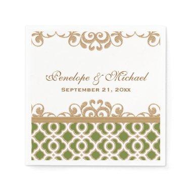 Olive Green and Gold Moroccan Wedding Napkins