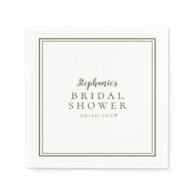 Olive Green Bridal Shower Wedding Simple Modern Napkins