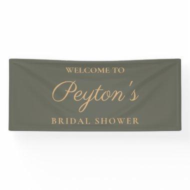 Olive Green Elegant Script Bridal Shower Welcome Banner