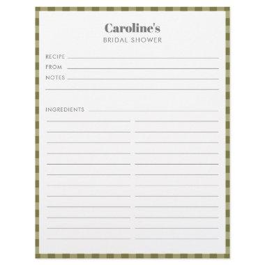Olive Green Plaid Recipe Custom Name  Flyer