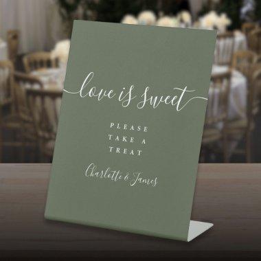 Olive Green Signature Script Love Is Sweet Favour Pedestal Sign