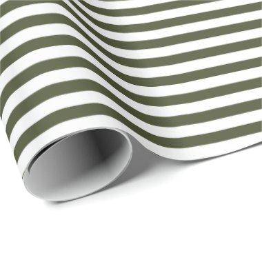 Olive Green | White Stripe Wrapping Paper