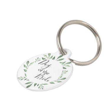 Olive Greenery Botanical Watercolor Dog of Honor Pet ID Tag