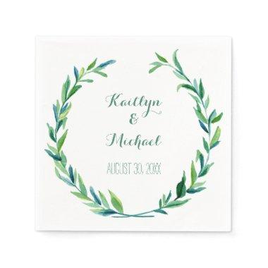 Olive Leaf Laurel Wreath Simple Modern Reception Paper Napkins