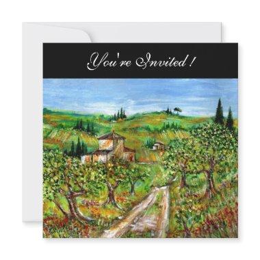 OLIVE TREES IN TUSCANY,yellow green black