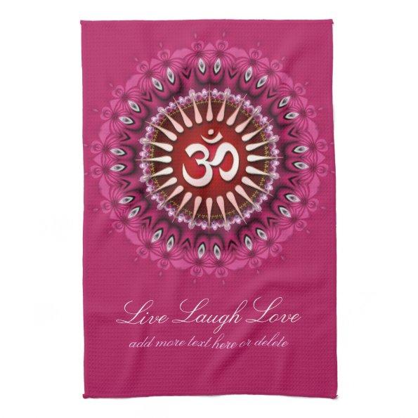 OM Pink Mandala New Age Tea Towel