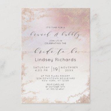 Ombre Blush Pink Frosted Brunch & Bubbly Shower Invitations