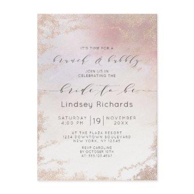 Ombre Blush Pink Frosted Brunch & Bubbly Shower Invitations