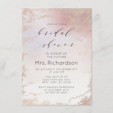 Ombre Blush Pink Frosted Foil Gilded Bridal Shower Invitations