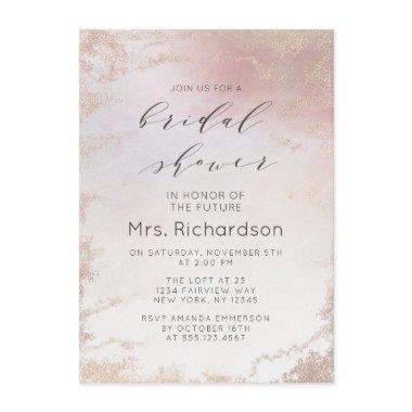 Ombre Blush Pink Frosted Foil Gilded Bridal Shower Invitations